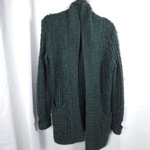 Cynthia Rowley Womens Medium Chunky Knit Open Front Shawl Cardigan Wool Alpaca